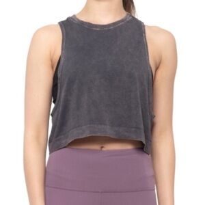 Avocado As You Are Cropped Tank in Charcoal Grey M